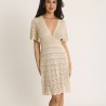 Vestido punto escote en V arena